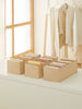 Ocean Home Textile Drawer Organizer, 8 Grids, Pack Of 3, Herringbone Pattern, Beige