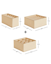 Ocean Home Textile Drawer Organizer, Set Of 3, Herringbone Pattern, Beige