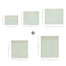 Ocean Home Textile Waterproof PVC Lined Mint Checkered Wet & Dry Bag Set, Set of 5