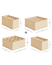 Ocean Home Textile Drawer Organizer, Set Of 4, Herringbone Pattern, Beige