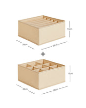 Ocean Home Textile Drawer Organizer, Set Of 2, Herringbone Pattern, Beige