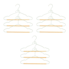 Ocean Home Textile Rubber Coated Metal Hangers With Maple Wood Bar, Pack Of 9, Matte Mint