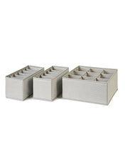 Ocean Home Textile Drawer Organizer, Set Of 3, Herringbone Pattern, Grey