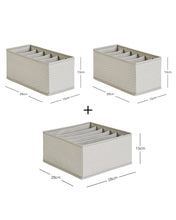 Ocean Home Textile Drawer Organizer, Set Of 3, Herringbone Pattern, Grey