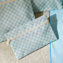 Ocean Home Textile Waterproof PVC Lined Mint Checkered Wet & Dry Bag Set, Set of 5