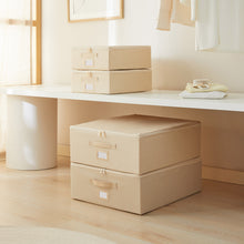 Ocean Home Textile Storage Box, Set Of 4, Herringbone Pattern, Beige