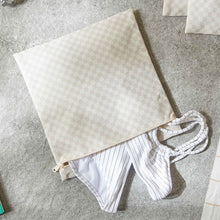 Ocean Home Textile Waterproof PVC Lined Beige Checkered Wet & Dry Bag Set, Set of 5