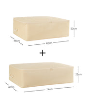 Ocean Home Textile Underbed Storage Bag,Set Of 2, Herringbone Pattern, Beige