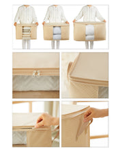 Ocean Home Textile Storage Bag With Clear Window, Set Of 3, Herringbone Pattern, Beige