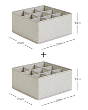 Ocean Home Textile Drawer Organizer, Pack Of 2, Herringbone Pattern, Grey