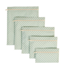 Ocean Home Textile Waterproof PVC Lined Mint Checkered Wet & Dry Bag Set, Set of 5