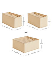 Ocean Home Textile Drawer Organizer, Set Of 3, Herringbone Pattern, Beige