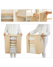 Ocean Home Textile Storage Bag With Clear Window, Set Of 2, Herringbone Pattern, Beige