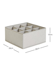 Ocean Home Textile Drawer Organizer, 9 Grids, Herringbone Pattern, Grey