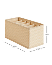 Ocean Home Textile Drawer Organizer, 6 Grids, Herringbone Pattern, Beige