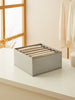 Ocean Home Textile Drawer Organizer, 6 Grids, Herringbone Pattern, Grey
