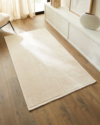 Ocean Home Textile Washable Rug, Cotton, Ecru