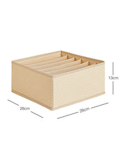 Ocean Home Textile Drawer Organizer, 6 Grids, Herringbone Pattern, Beige