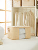 Ocean Home Textile Storage Bag With Clear Window, Large, Herringbone Pattern, Beige