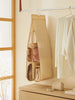 Ocean Home Textile Hanging Handbag Organizer With 6 Pockets, Herringbone Pattern, Beige