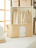 Ocean Home Textile Storage Bag With Clear Window, X Large, Herringbone Pattern, Beige