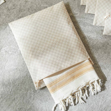 Ocean Home Textile Beige Checkered Waterproof PVC Lined Wet & Dry Bag , Set of 2
