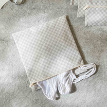 Ocean Home Textile Beige Checkered Waterproof PVC Lined Wet & Dry Bag , Set of 2