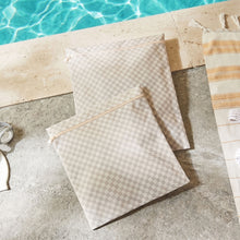 Ocean Home Textile Beige Checkered Waterproof PVC Lined Wet & Dry Bag , Set of 2