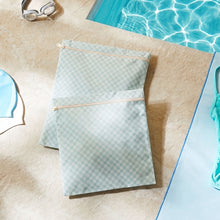 Ocean Home Textile Mint Checkered Waterproof PVC Lined Wet & Dry Bag, Set of 2