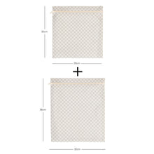 Ocean Home Textile Beige Checkered Waterproof PVC Lined Wet & Dry Bag , Set of 2