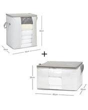 Ocean Home Textile Storage Bag With Clear Window, Set Of 2, Grey