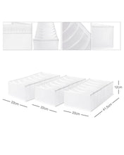Ocean Home Textile Drawer Organizer, 7 Grids, Pack Of 3, White
