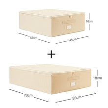 Ocean Home Textile Storage Box, Set Of 2, Herringbone Pattern, Beige