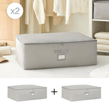 Ocean Home Textile Under Bed Storage Bag, Set Of 2, Large, Herringbone Pattern, Grey