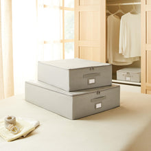 Ocean Home Textile Storage Box, Herringbone Pattern, Grey, Set Of 2