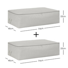 Ocean Home Textile Underbed Storage Bag, Pack Of 2, X Large, Herringbone Pattern, Grey