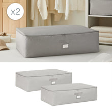 Ocean Home Textile Underbed Storage Bag, Pack Of 2, X Large, Herringbone Pattern, Grey