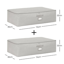 Ocean Home Textile Underbed Storage Bag, Pack Of 2, X Large, Herringbone Pattern, Grey