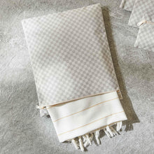 Ocean Home Textile Beige Checkered Waterproof PVC Lined Wet & Dry Bag , Set of 2