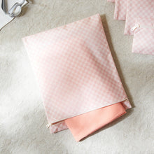 Ocean Home Textile Pink Checkered Waterproof PVC Lined Wet & Dry Bag Set, Set of 2