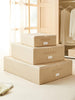 Ocean Home Textile Storage Box, Set Of 3, Herringbone Pattern, Beige