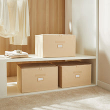 Ocean Home Textile Storage Box, Set Of 3, Herringbone Pattern, Beige
