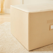 Ocean Home Textile Storage Box, Set Of 3, Herringbone Pattern, Beige