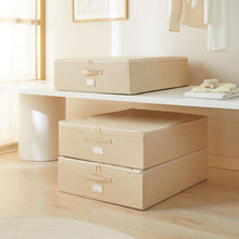 Ocean Home Textile Storage Box, Set Of 3, Herringbone Pattern, Beige