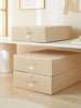 Ocean Home Textile Storage Box, Set Of 3, Herringbone Pattern, Beige