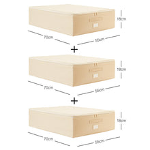 Ocean Home Textile Storage Box, Set Of 3, Herringbone Pattern, Beige