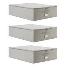 Ocean Home Textile Storage Box, Set Of 3, Herringbone Pattern, Grey