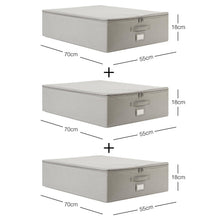 Ocean Home Textile Storage Box, Set Of 3, Herringbone Pattern, Grey