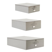 Ocean Home Textile Storage Box, Set of 3, Herringbone Pattern, Grey