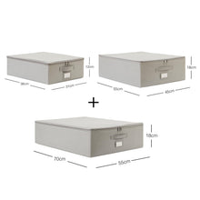 Ocean Home Textile Storage Box, Set of 3, Herringbone Pattern, Grey